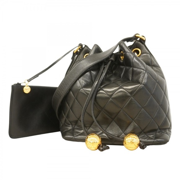 CHANEL Black Lambskin Leather Shoulder Bag - Picture 1 of 14